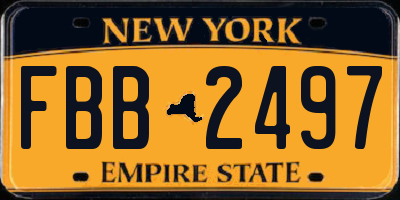 NY license plate FBB2497