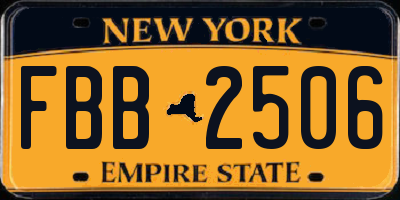 NY license plate FBB2506