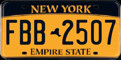 NY license plate FBB2507