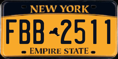 NY license plate FBB2511