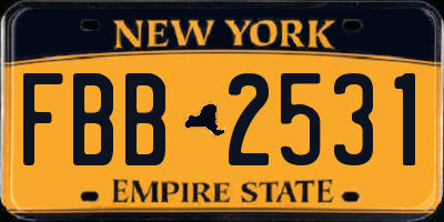 NY license plate FBB2531
