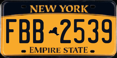 NY license plate FBB2539