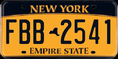 NY license plate FBB2541