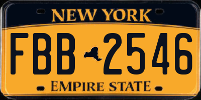 NY license plate FBB2546