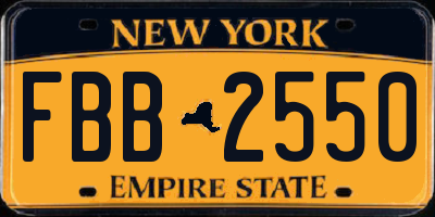 NY license plate FBB2550