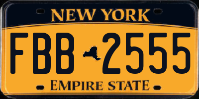 NY license plate FBB2555