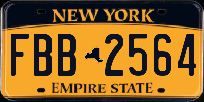 NY license plate FBB2564