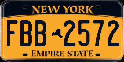 NY license plate FBB2572
