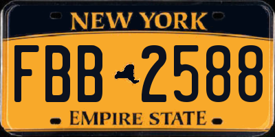 NY license plate FBB2588