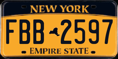 NY license plate FBB2597