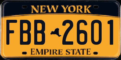 NY license plate FBB2601