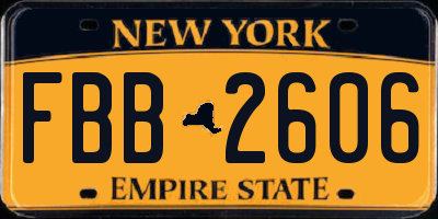 NY license plate FBB2606