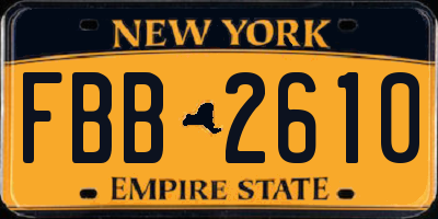 NY license plate FBB2610