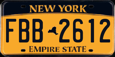 NY license plate FBB2612