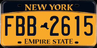 NY license plate FBB2615