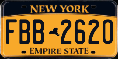 NY license plate FBB2620