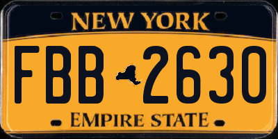 NY license plate FBB2630