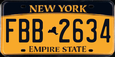 NY license plate FBB2634