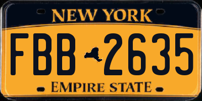 NY license plate FBB2635