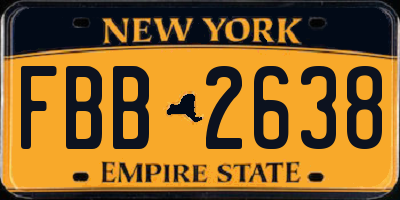 NY license plate FBB2638