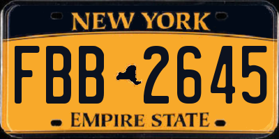 NY license plate FBB2645