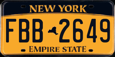 NY license plate FBB2649