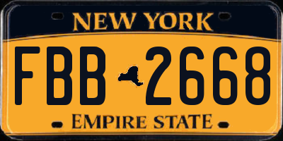 NY license plate FBB2668