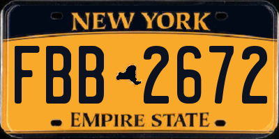 NY license plate FBB2672