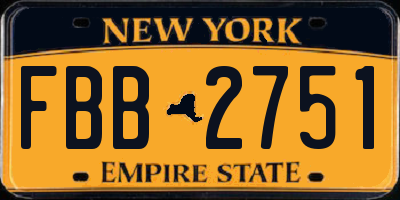 NY license plate FBB2751
