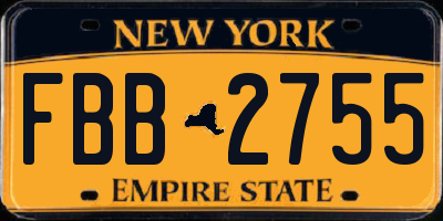 NY license plate FBB2755