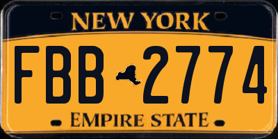 NY license plate FBB2774
