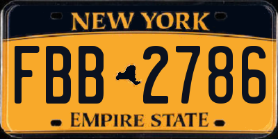 NY license plate FBB2786