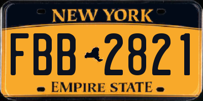 NY license plate FBB2821