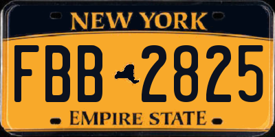NY license plate FBB2825
