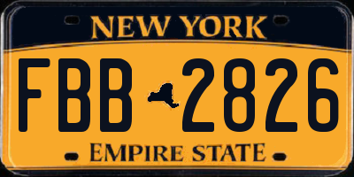 NY license plate FBB2826