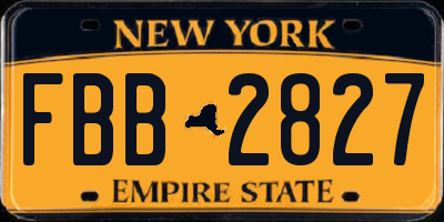 NY license plate FBB2827