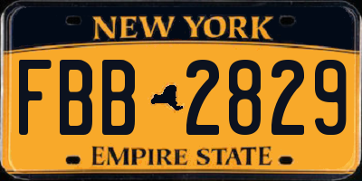 NY license plate FBB2829