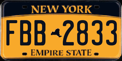 NY license plate FBB2833