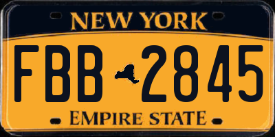 NY license plate FBB2845