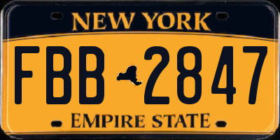NY license plate FBB2847