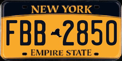 NY license plate FBB2850