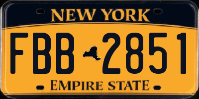 NY license plate FBB2851