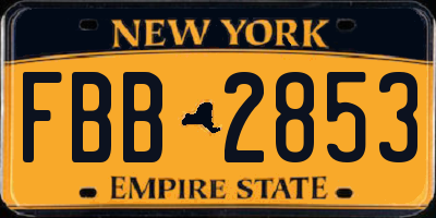 NY license plate FBB2853