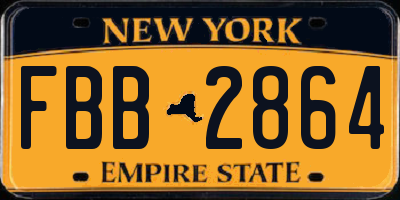 NY license plate FBB2864