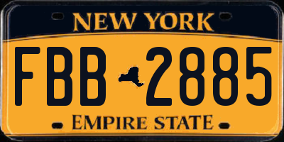 NY license plate FBB2885