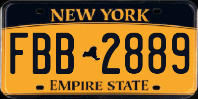 NY license plate FBB2889