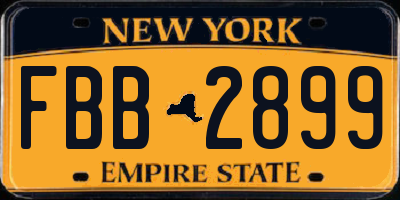 NY license plate FBB2899