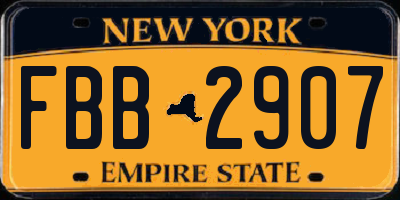 NY license plate FBB2907