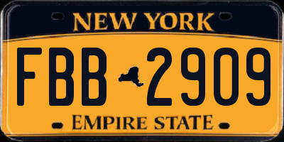 NY license plate FBB2909