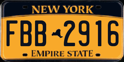 NY license plate FBB2916